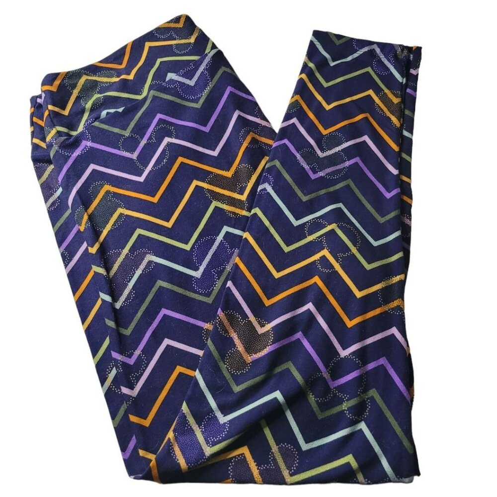 Lularoe‎ Disney Leggings Mickey Chevron Colorful Halloween Fall Womens Plus TC2